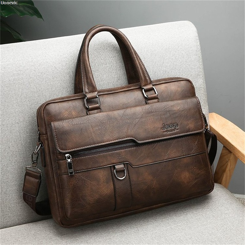 Uonevic Queen Leather Laptop Briefcase – High Quality Men’s Business Shoulder Bag 1