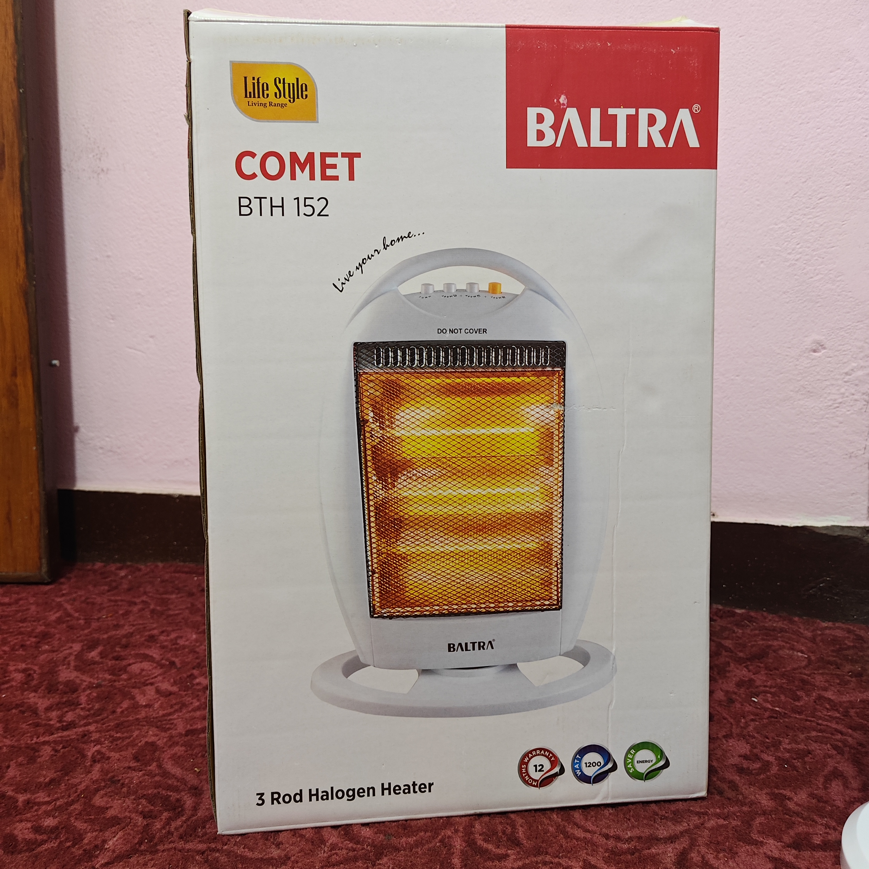 Baltra Halogen Heater Comet BTH 152 3 Rod 1200 Wats 0