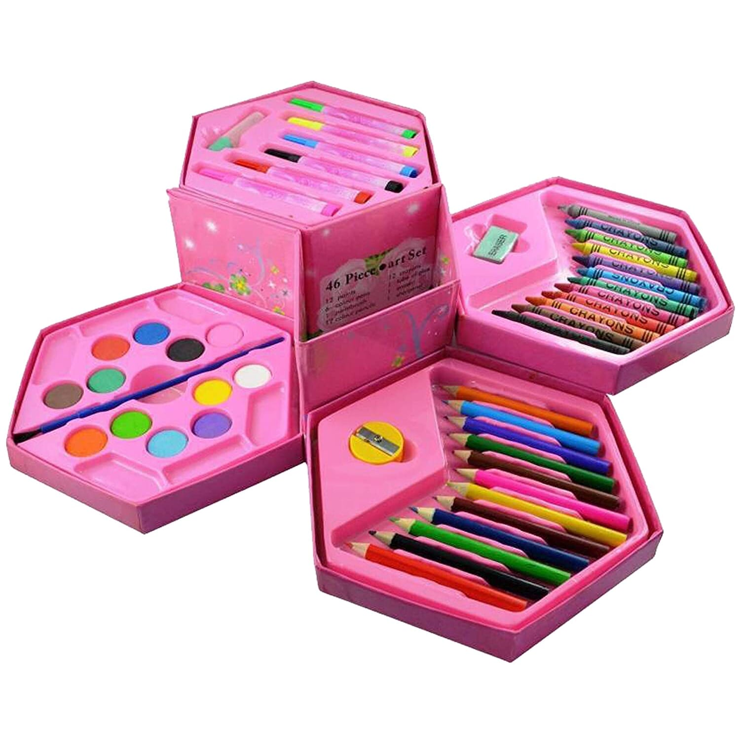 46 Psc Color Pencil Eraser Sharpner Set For Drawing Artist Kids School Stationary Product 1